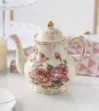 Vintage Rose Porcelain Tea Set — Complete Service for Four