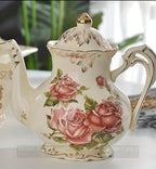 Vintage Rose Porcelain Tea Set — Complete Service for Four