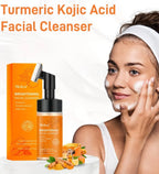 Turmeric VC Foaming Cleanser Turmeric Kojic Acid Facial Cleanser with Brush Dense Foam Moisturizing