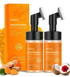 Turmeric VC Foaming Cleanser Turmeric Kojic Acid Facial Cleanser with Brush Dense Foam Moisturizing