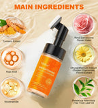 Turmeric VC Foaming Cleanser Turmeric Kojic Acid Facial Cleanser with Brush Dense Foam Moisturizing