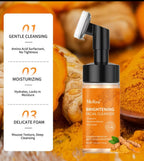 Turmeric VC Foaming Cleanser Turmeric Kojic Acid Facial Cleanser with Brush Dense Foam Moisturizing