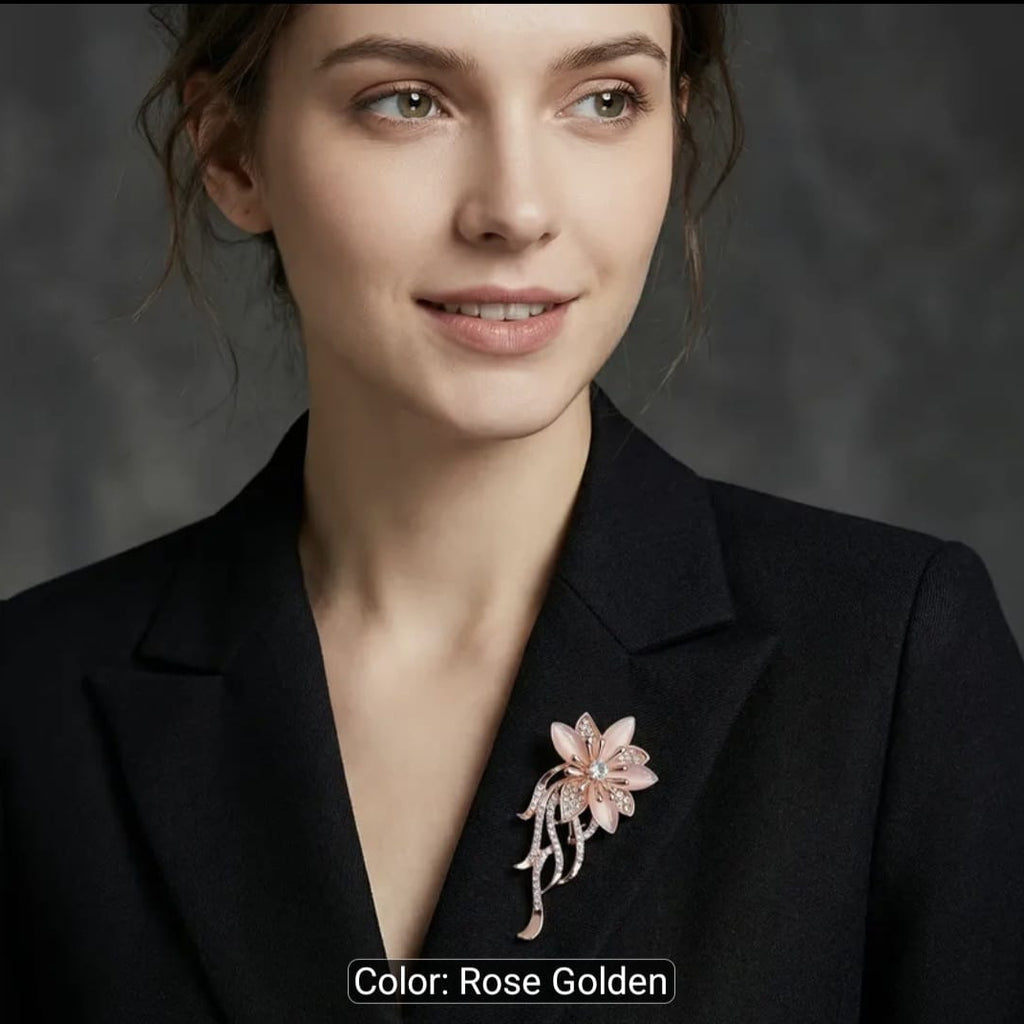 Elegant Rhinestone Orchid Women Brooch