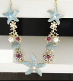 Bohemian Starfish & Shell Choker Set With Bracelet