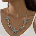 Bohemian Starfish & Shell Choker Set With Bracelet
