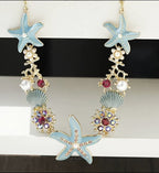 Bohemian Starfish & Shell Choker Set With Bracelet