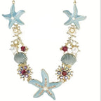 Bohemian Starfish & Shell Choker Set With Bracelet