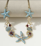 Bohemian Starfish & Shell Choker Set With Bracelet