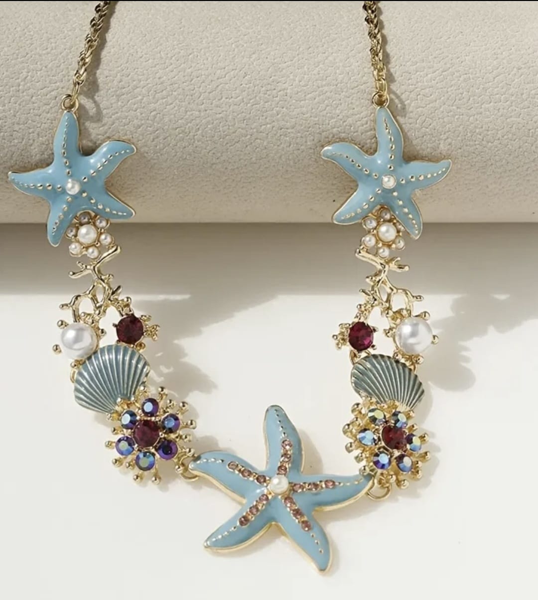 Bohemian Starfish & Shell Choker Set With Bracelet