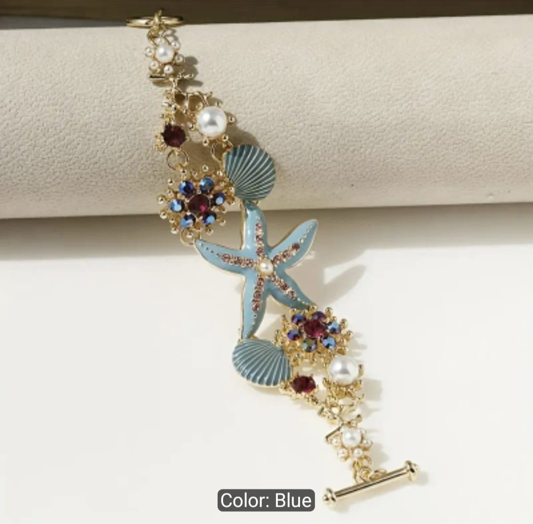 Bohemian Starfish & Shell Choker Set With Bracelet