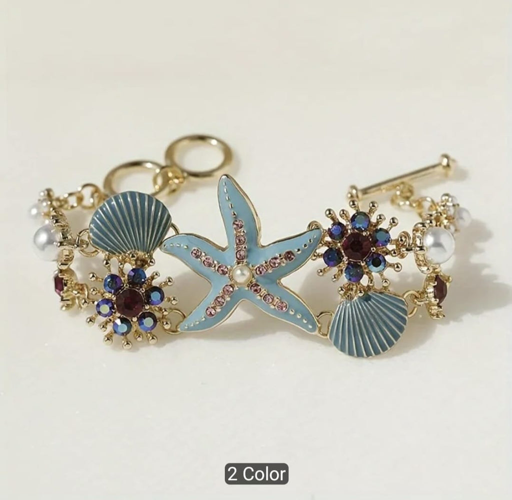 Bohemian Starfish & Shell Choker Set With Bracelet