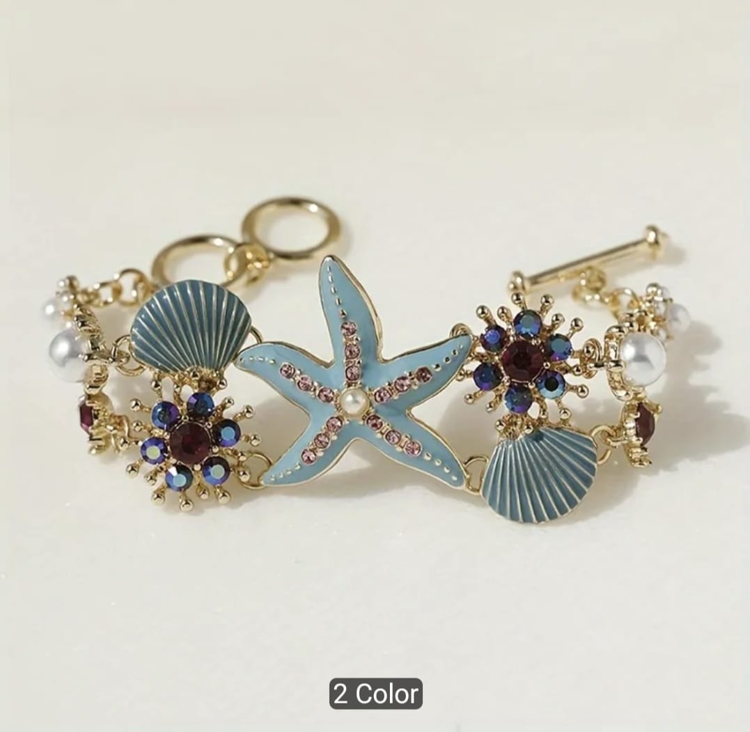 Bohemian Starfish & Shell Choker Set With Bracelet