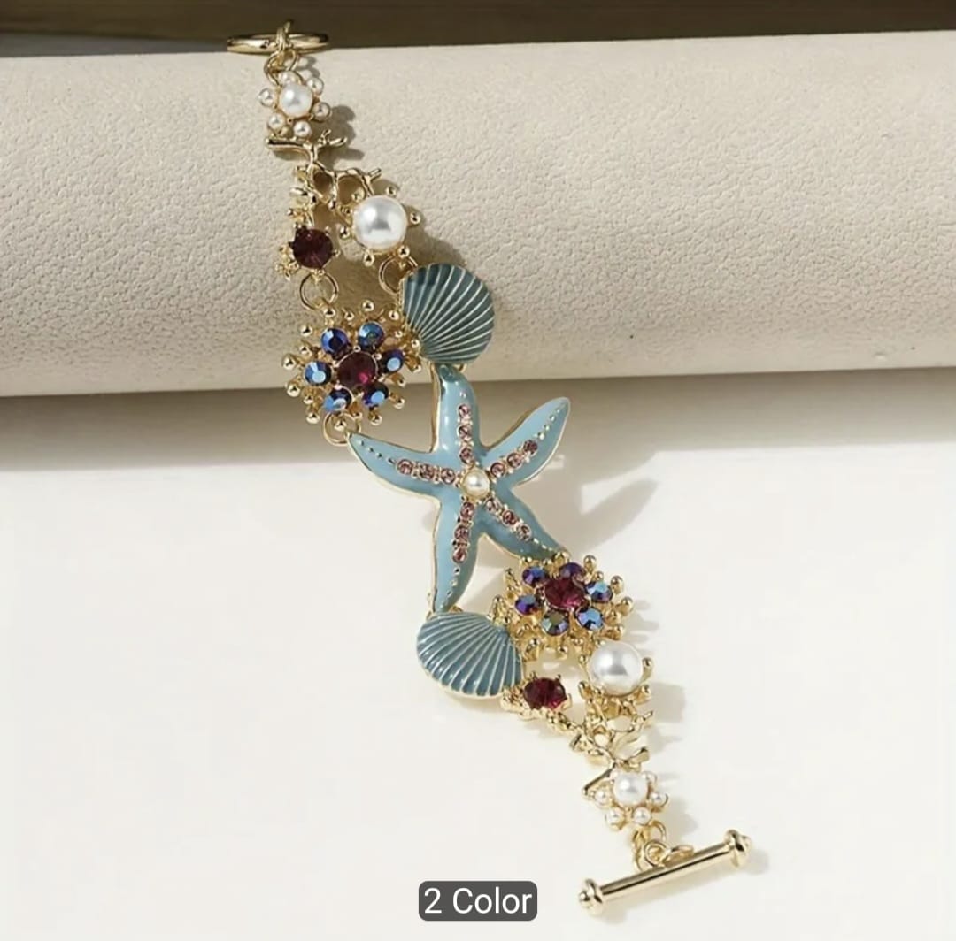 Bohemian Starfish & Shell Choker Set With Bracelet