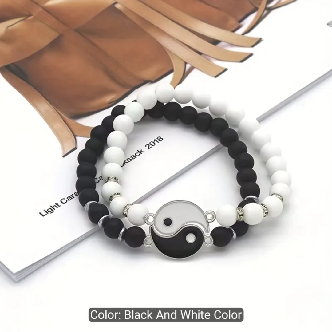 2-Piece Yin Yang Tai Chi Beaded Bracelets