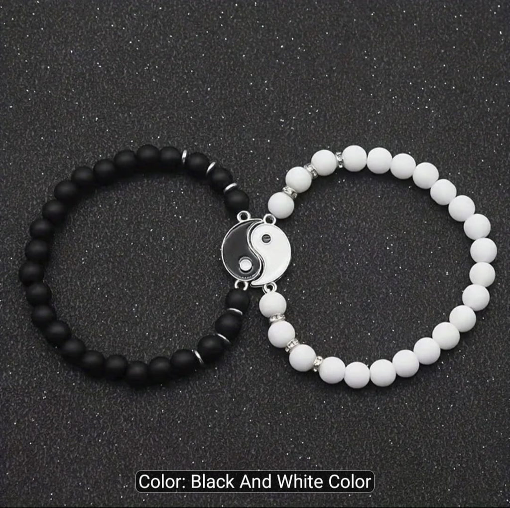 2-Piece Yin Yang Tai Chi Beaded Bracelets