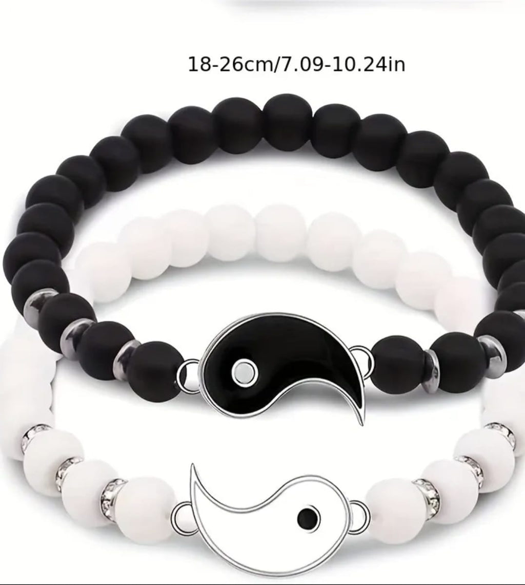 2-Piece Yin Yang Tai Chi Beaded Bracelets