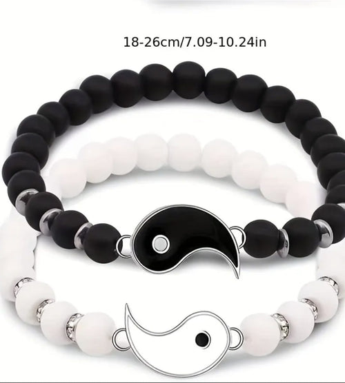 2-Piece Yin Yang Tai Chi Beaded Bracelets