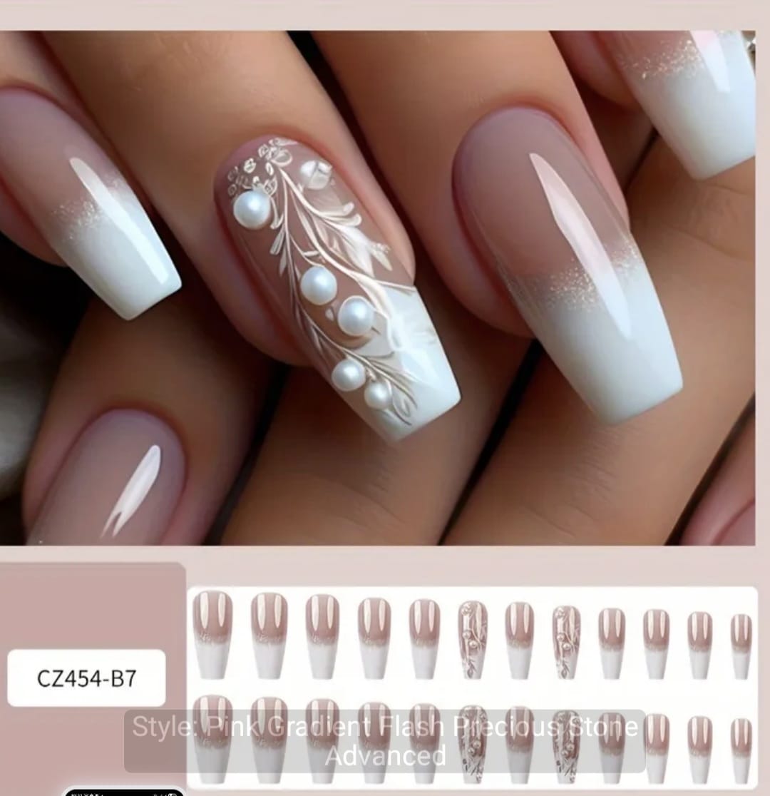 24pcs Glossy Long Coffin Press-On Nails