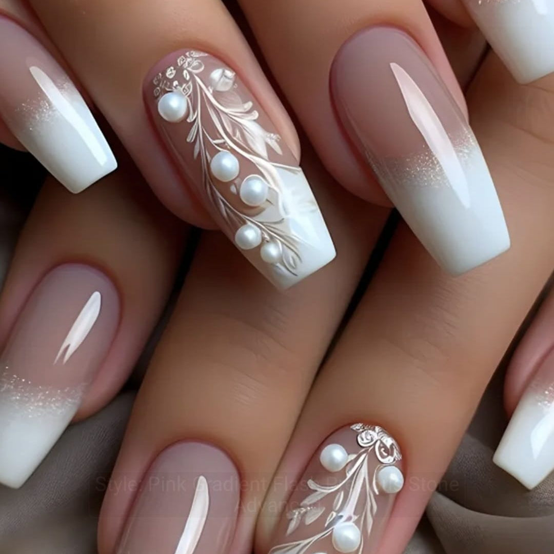 24pcs Glossy Long Coffin Press-On Nails