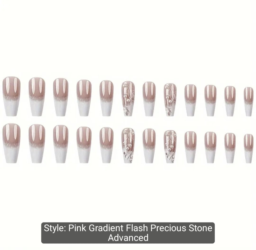 24pcs Glossy Long Coffin Press-On Nails