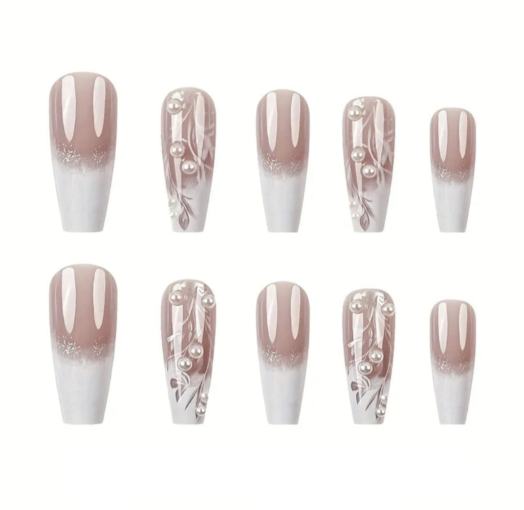 24pcs Glossy Long Coffin Press-On Nails