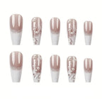 24pcs Glossy Long Coffin Press-On Nails