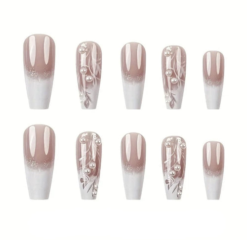 24pcs Glossy Long Coffin Press-On Nails
