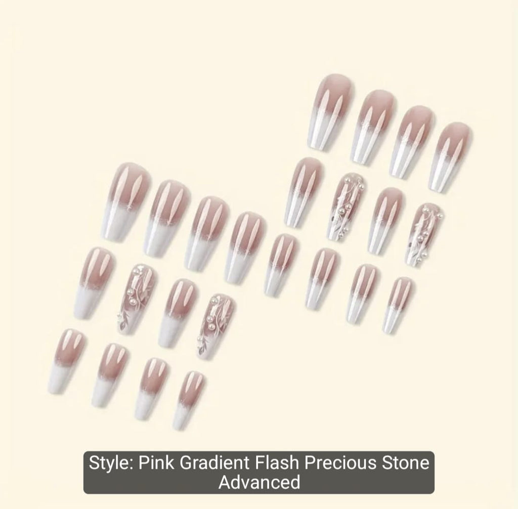 24pcs Glossy Long Coffin Press-On Nails