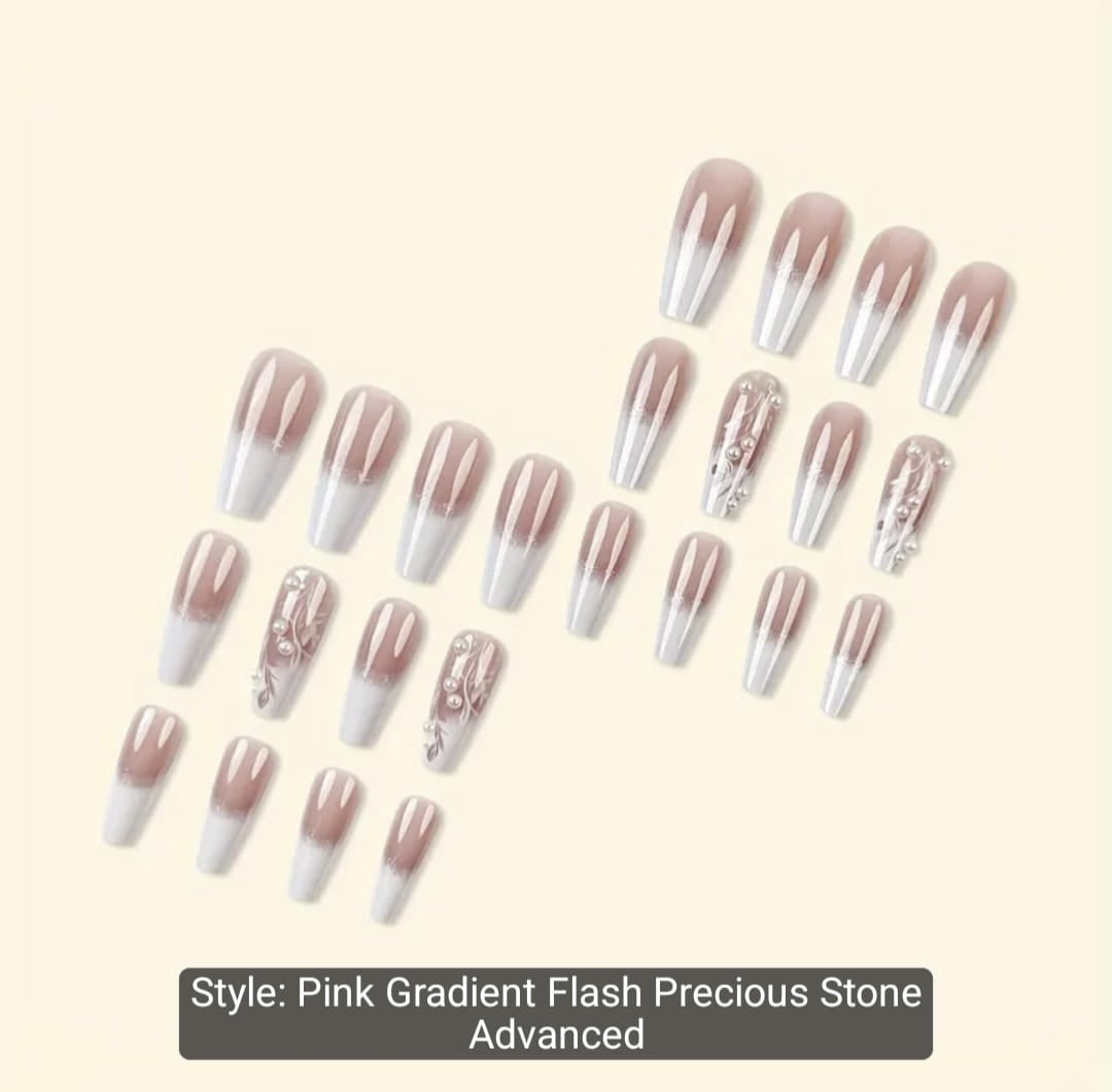 24pcs Glossy Long Coffin Press-On Nails