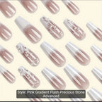 24pcs Glossy Long Coffin Press-On Nails