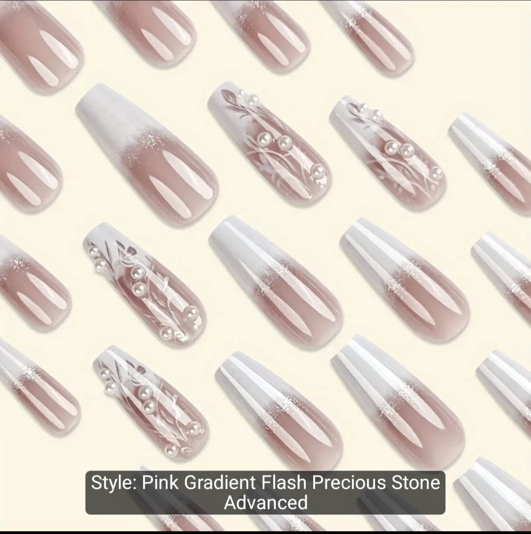 24pcs Glossy Long Coffin Press-On Nails