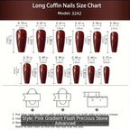 24pcs Glossy Long Coffin Press-On Nails