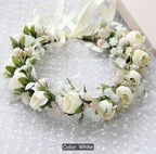 Mori Style Faux Rose Flower Garland Headband