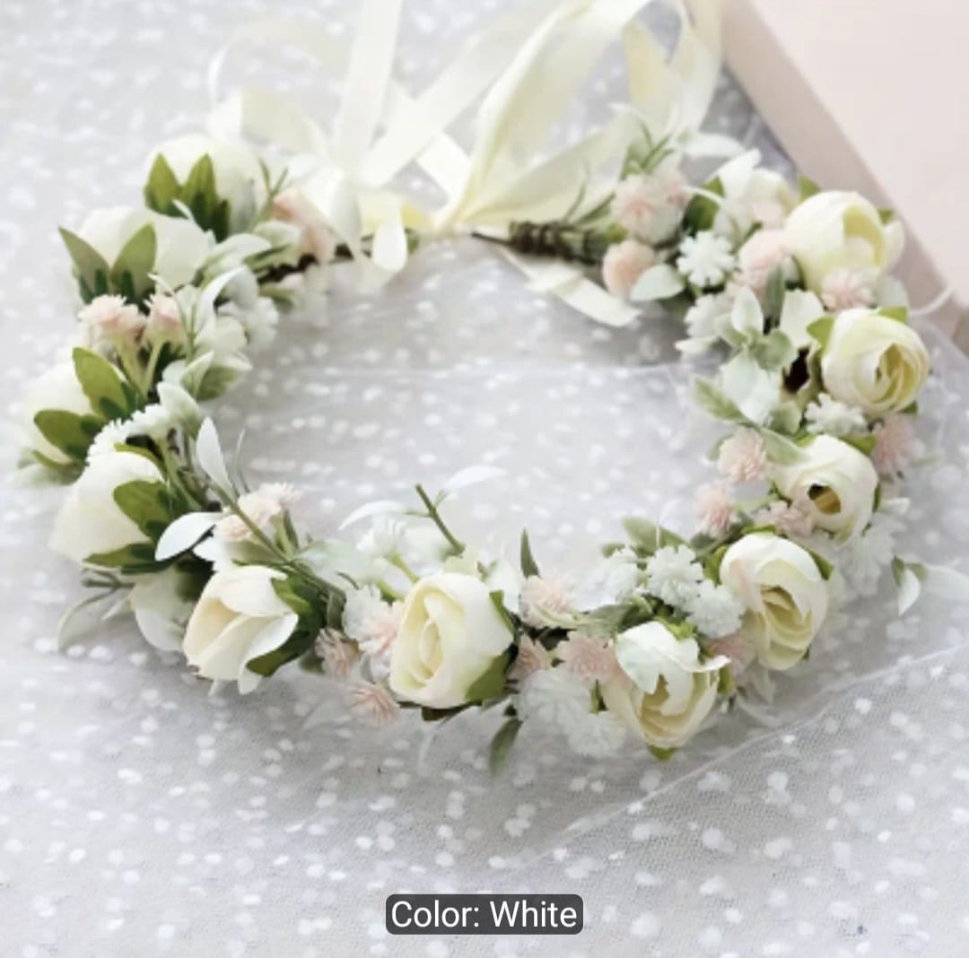 Mori Style Faux Rose Flower Garland Headband