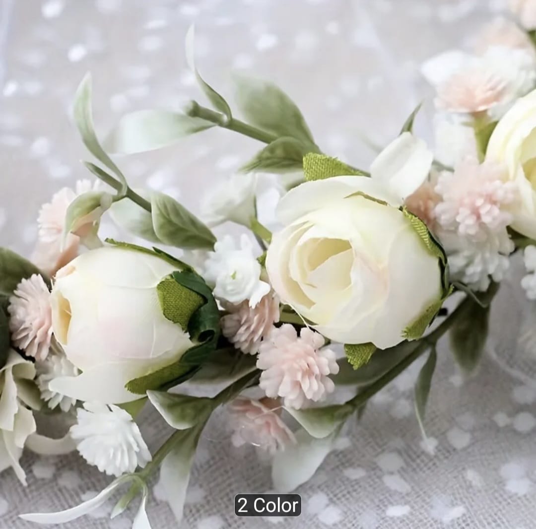 Mori Style Faux Rose Flower Garland Headband