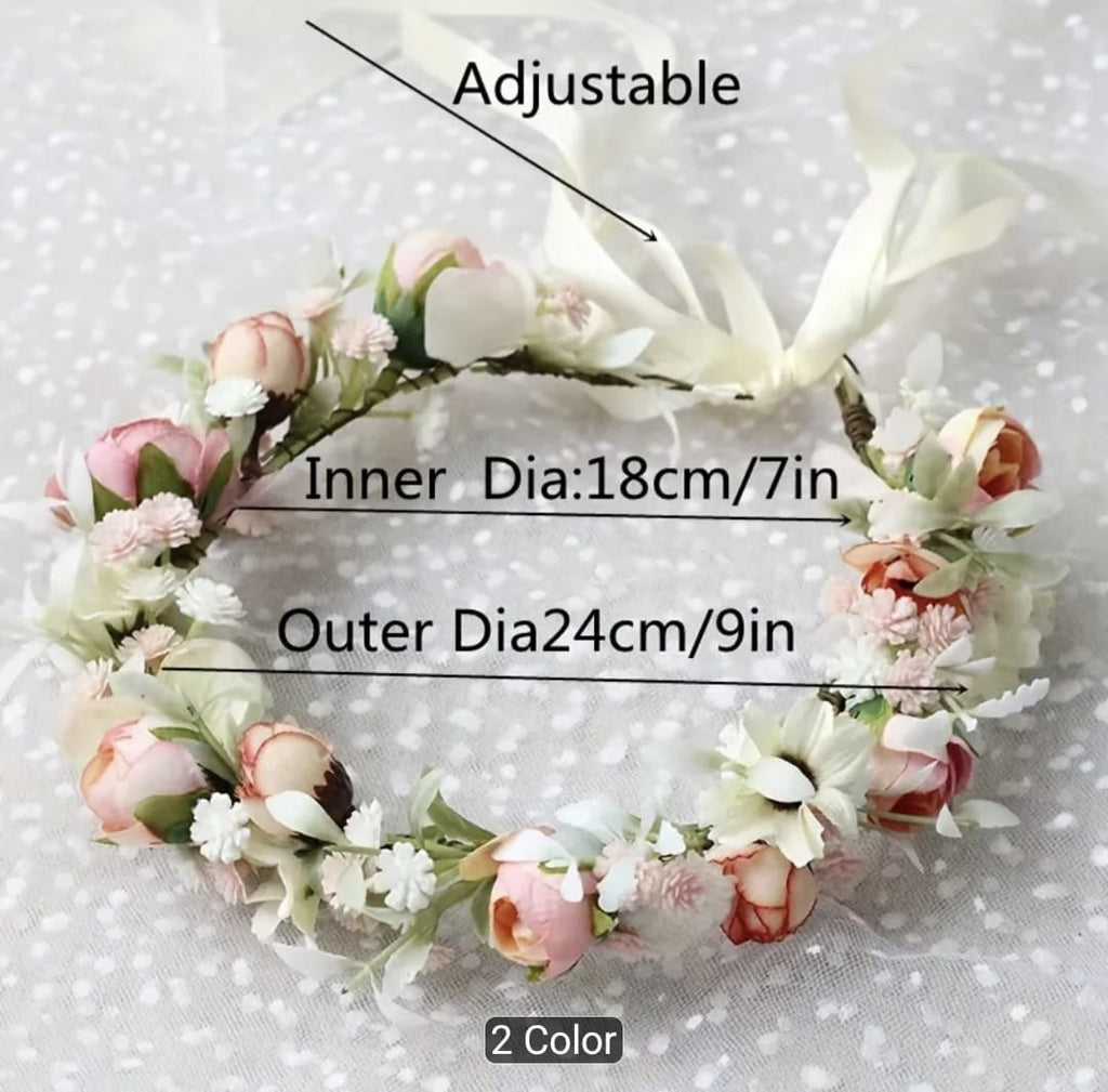 Mori Style Faux Rose Flower Garland Headband