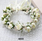 Mori Style Faux Rose Flower Garland Headband