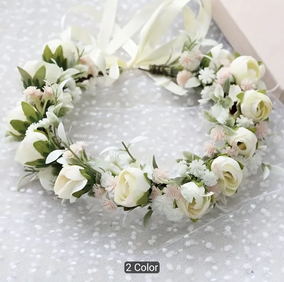 Mori Style Faux Rose Flower Garland Headband