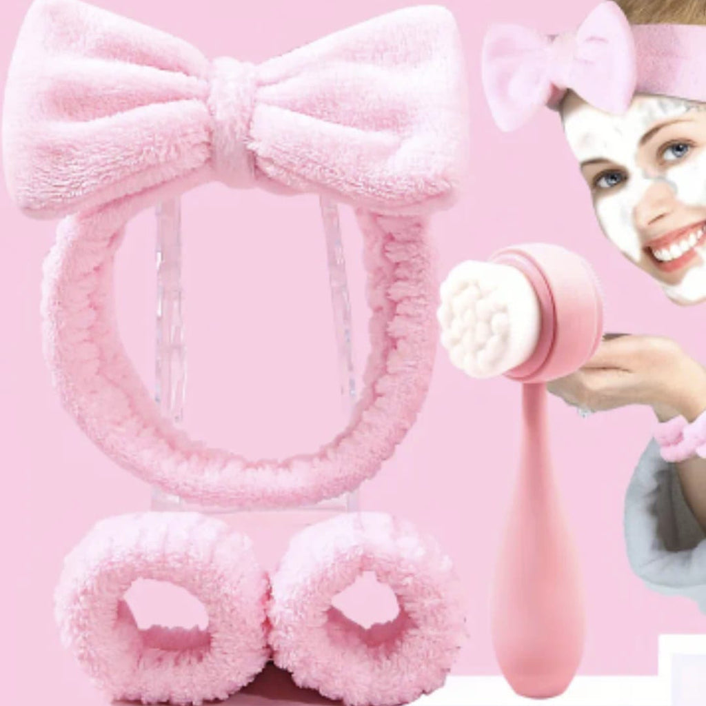 4pcs Soft Bristle Facial Brush Set with Hairband