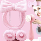 4pcs Soft Bristle Facial Brush Set with Hairband
