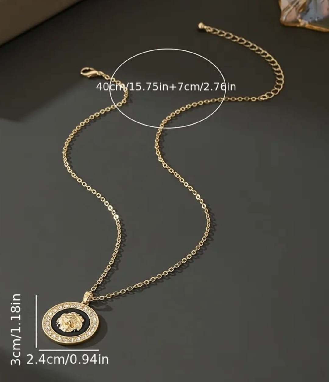 Women’s Lion Head Pendant Necklace Set with Earrings