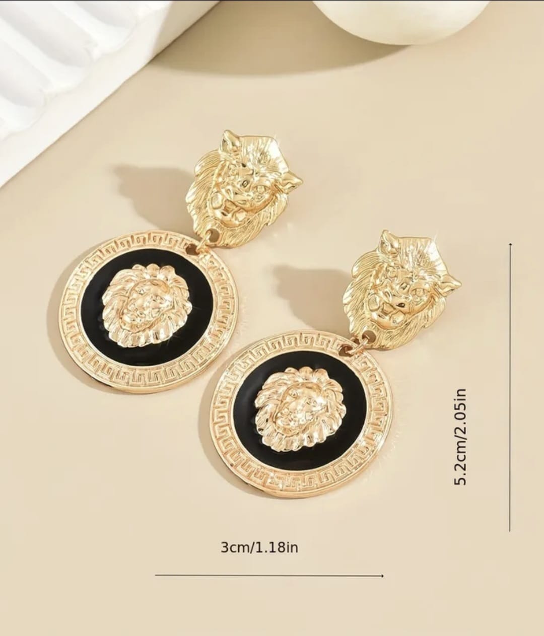 Women’s Lion Head Pendant Necklace Set with Earrings