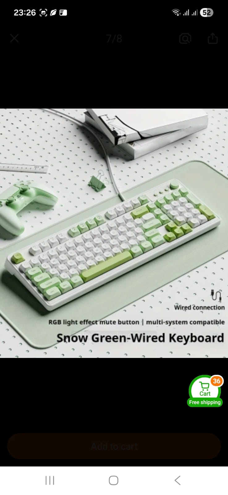 Wired Silent Gaming Keyboard with Rainbow Backlight
