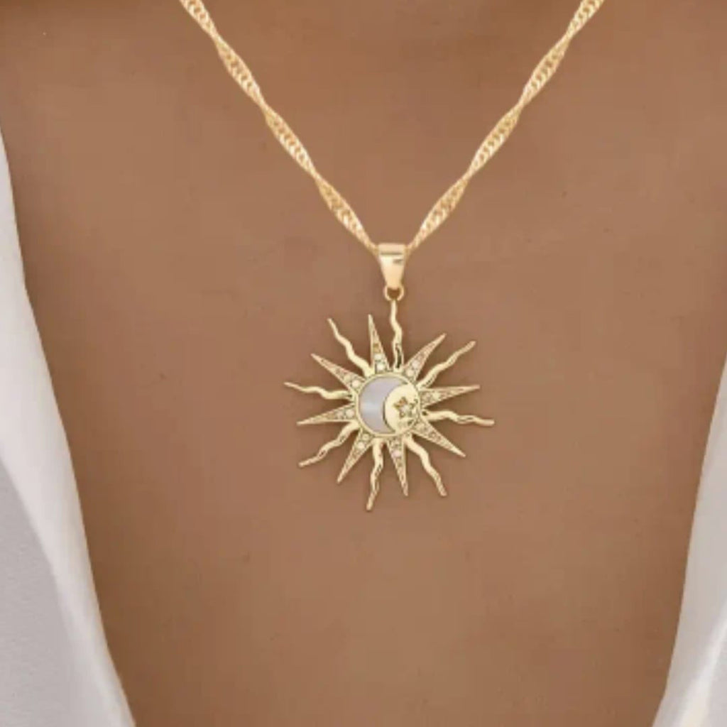 Bohemian Vintage Star Sun Moon Necklace