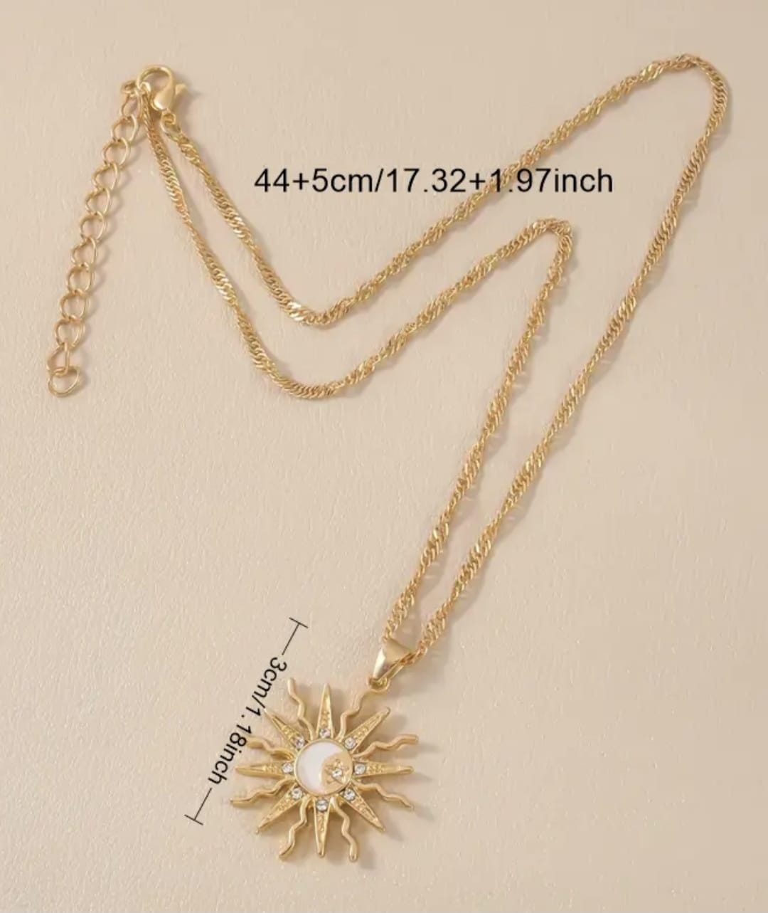 Bohemian Vintage Star Sun Moon Necklace
