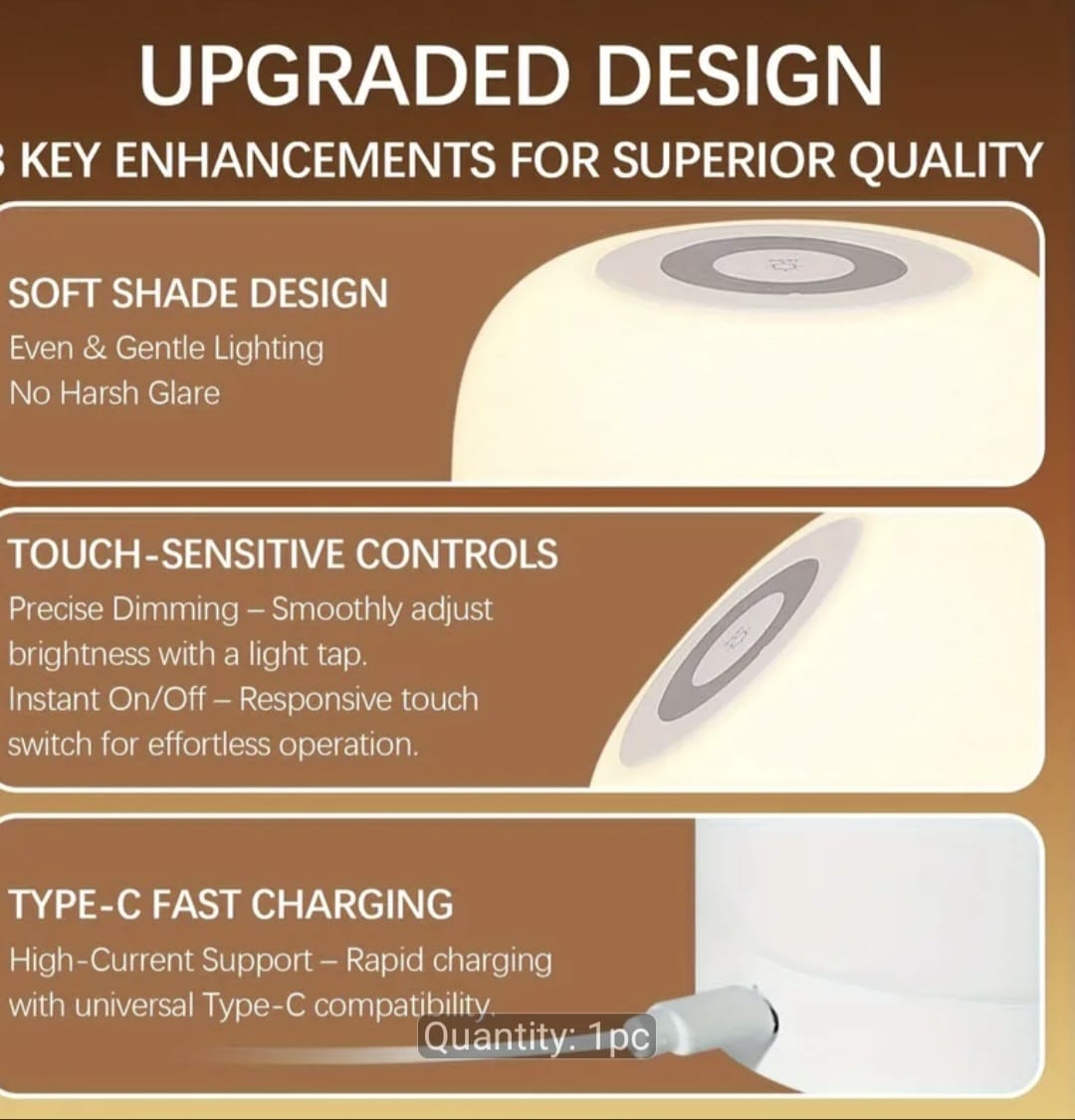 Portable LED Touch Desk Lamp USB-C Rechargeable