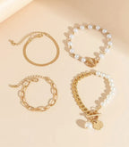 Retro Pearl Chain Bracelet Set for Women