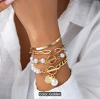 Retro Pearl Chain Bracelet Set for Women