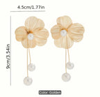 3D Ginkgo Leaf Stud Earrings with Tassel