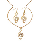 Elegant Musical Note Necklace & Earrings Set